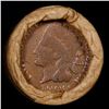 Image 3 : Mixed small cents 1c orig shotgun roll, 1918-d Wheat Cent, 1900 Indian Cent other end, Brinks Wrappe