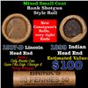 Image 1 : Mixed small cents 1c orig shotgun roll, 1917-d Wheat Cent, 1899 Indian Cent other end, Brinks Wrappe