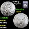 Image 1 : 2018-p Silver Eagle Dollar $1 Graded ms70 By SEGS