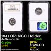 Image 1 : Proof NGC 1941 Jefferson Nickel Old NGC Holder 5c Graded pr66 BY NGC