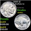 Image 1 : 1937-d Buffalo Nickel 5c Grades Choice+ Unc