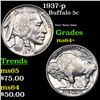 Image 1 : 1937-p Buffalo Nickel 5c Grades Choice+ Unc