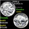 Image 1 : 1936-p Buffalo Nickel 5c Grades Choice+ Unc