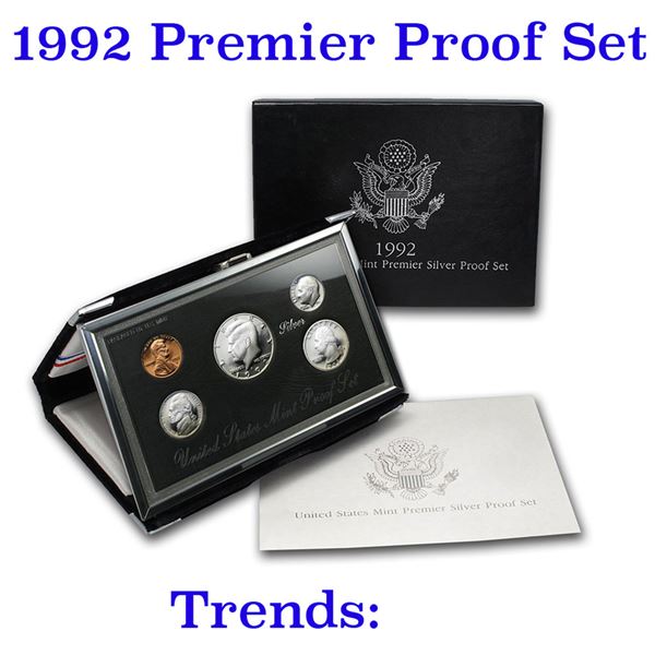 1992 United States Premier Silver Proof Set in Display case. 5 Coins Inside!, No Box