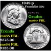 Image 1 : 1949-p Franklin Half Dollar 50c Grades Choice Unc+ FBL