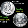 Image 1 : 1958-d Franklin Half Dollar 50c Grades Choice Unc FBL