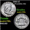 Image 1 : 1961-d Franklin Half Dollar 50c Grades Choice Unc FBL