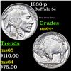Image 1 : 1936-p Buffalo Nickel 5c Grades Choice+ Unc
