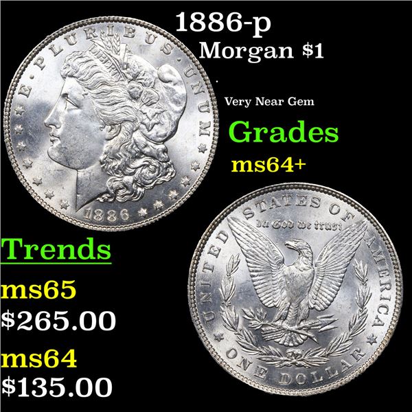 1886-p Morgan Dollar $1 Grades Choice+ Unc