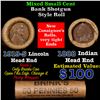 Image 1 : Mixed small cents 1c orig shotgun roll, 1919-s Wheat Cent, 1888 Indian Cent other end, Brinks Wrappe