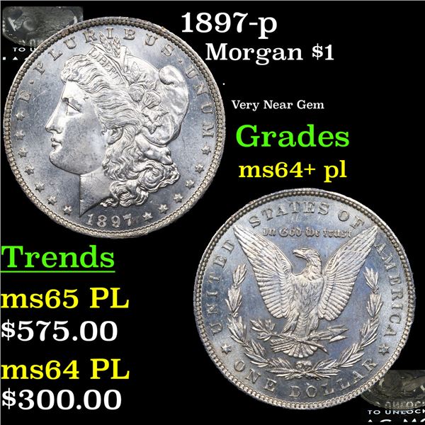 1897-p Morgan Dollar $1 Grades Choice Unc+ PL