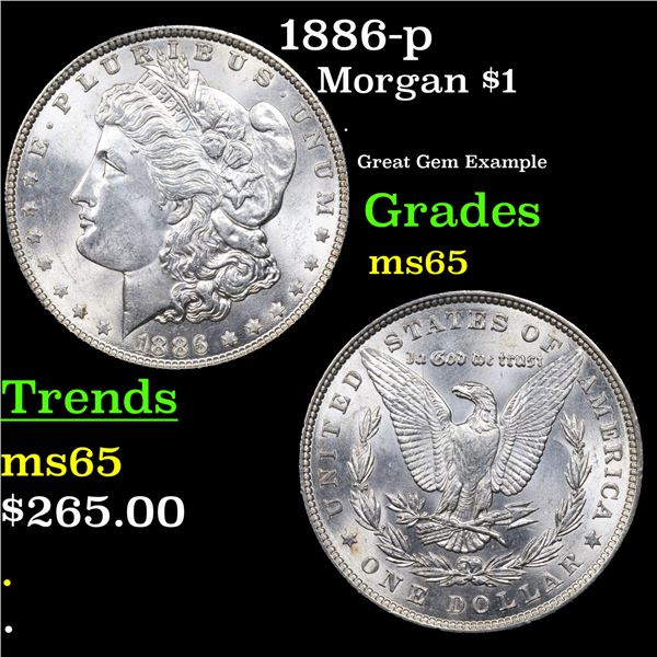 1886-p Morgan Dollar $1 Grades GEM Unc