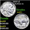 Image 1 : 1937-d Buffalo Nickel 5c Grades GEM+ Unc