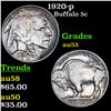 Image 1 : 1920-p Buffalo Nickel 5c Grades Select AU