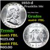 Image 1 : 1953-d Franklin Half Dollar 50c Grades Choice Unc+ FBL