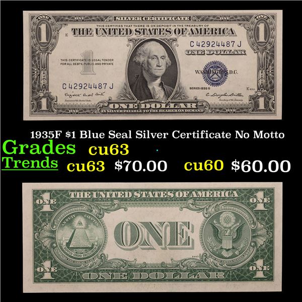 1935G 1 Blue Seal Silver Certificate No Motto Grades Select CU 1935g-1-blue-seal-silver-certificate-no-motto-grades-select-cu