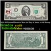 Image 1 : 1976 $2 Federal Reserve Note 1st Day of Issue, with Stamp Grades Gem CU