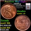 Image 1 : ***Auction Highlight*** 1909-p Lincoln Cent 1c Graded ms66+ rb By SEGS (fc)