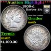 Image 1 : ***Auction Highlight*** 1909-d Barber Quarter 25c Graded GEM Unc BY USCG (fc)