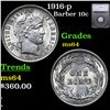 Image 1 : 1916-p Barber Dime 10c Graded ms64 By SEGS