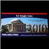 Image 2 : 2003A $2 Green Seal Federal Reserve Note (Dallas, TX) In 2010 Series Department of Treasury Envelope