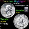 Image 1 : ***Auction Highlight*** 1936-d Washington Quarter 25c Graded ms63 By SEGS (fc)