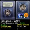 Image 1 : Proof 1991-1995-p WWII Modern Commem Half Dollar 50c Graded GEM++ Proof Deep Cameo By USCG