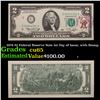 Image 1 : 1976 $2 Federal Reserve Note 1st Day of Issue, with Stamp Grades Gem CU