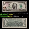 Image 1 : 1976 $2 Federal Reserve Note 1st Day of Issue, with Stamp Grades Choice AU/BU Slider