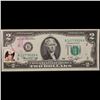 Image 2 : 1976 $2 Federal Reserve Note 1st Day of Issue, with Stamp Grades Choice AU/BU Slider