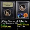 Image 1 : Proof 1986-s Statue of Liberty Modern Commem Half Dollar 50c Graded GEM++ Proof Deep Cameo By USCG