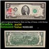 Image 1 : 1976 $2 Federal Reserve Note 1st Day of Issue, with Stamp Grades Choice AU/BU Slider