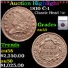 Image 1 : ***Auction Highlight*** 1810 C-1 Classic Head half cent 1/2c Graded au53 By SEGS (fc)