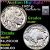 Image 1 : ***Auction Highlight*** 1927-p Buffalo Nickel 5c Graded ms66+ BY SEGS (fc)