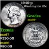 Image 1 : 1940-p Washington Quarter 25c Grades GEM++ Unc