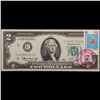 Image 2 : 1976 $2 Federal Reserve Note 1st Day of Issue, with Stamp Grades Choice AU/BU Slider
