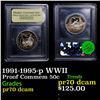 Image 1 : Proof 1991-1995-p WWII Modern Commem Half Dollar 50c Graded GEM++ Proof Deep Cameo BY USCG