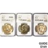 Image 1 : 1974 Set (3) Eisenhower Silver Dollars NGC MS65