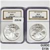 Image 1 : 2001 Set (2) American Silver Eagles NGC MS69