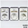 Image 1 : 2004 Set (3) American Silver Eagles NGC MS69