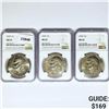 Image 1 : 1974 Set (3) Eisenhower Silver Dollars NGC MS65
