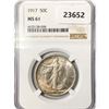 Image 1 : 1917 Walking Liberty Half Dollar NGC MS61
