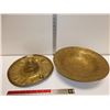 Image 1 : Vintage Large Brass Bowl and Mexican Brass Sombrer