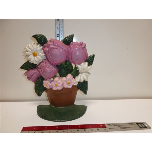 Vintage, Cast Iron Door Stop- Flower Design