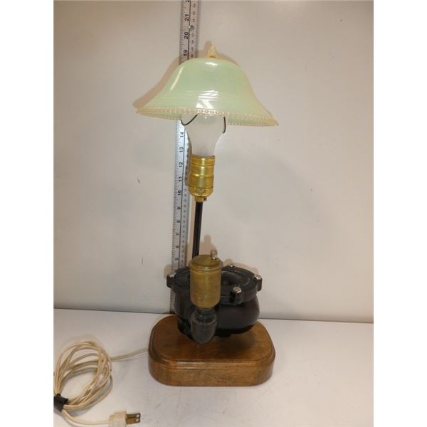 Antique Table Top Light on  Metal "Float trap"