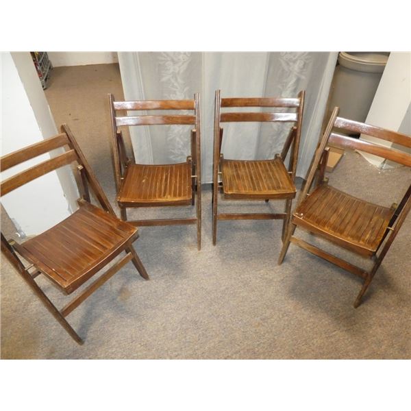 4 Vintage Wooden Folding Chairs