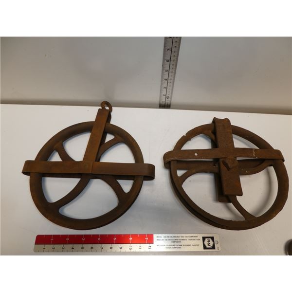 2- Antique Metal Pullies