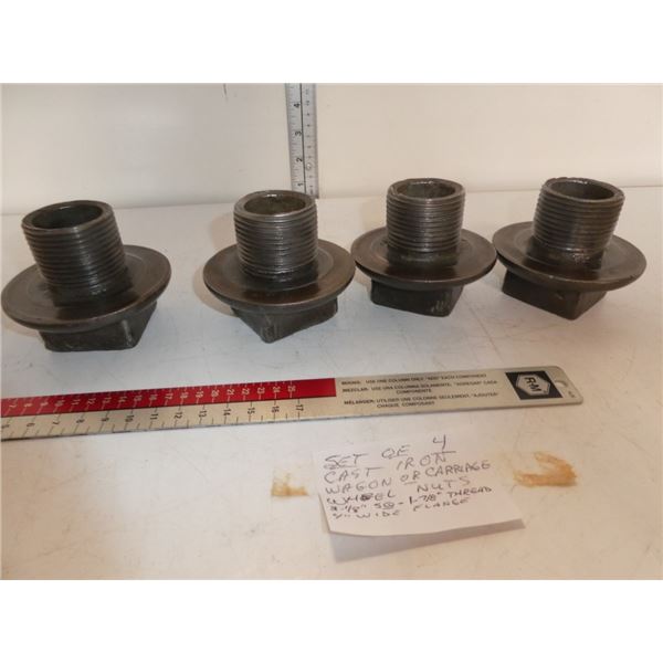 4 Cast Iron Carriage or Wagon Wheel Lug Nuts