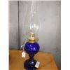 Image 1 : Antique Kobalt Blue Glass Kerosene Lamp