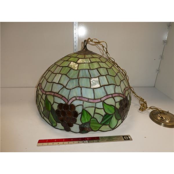 Vintage Leaded Stained Glass Light Fixture